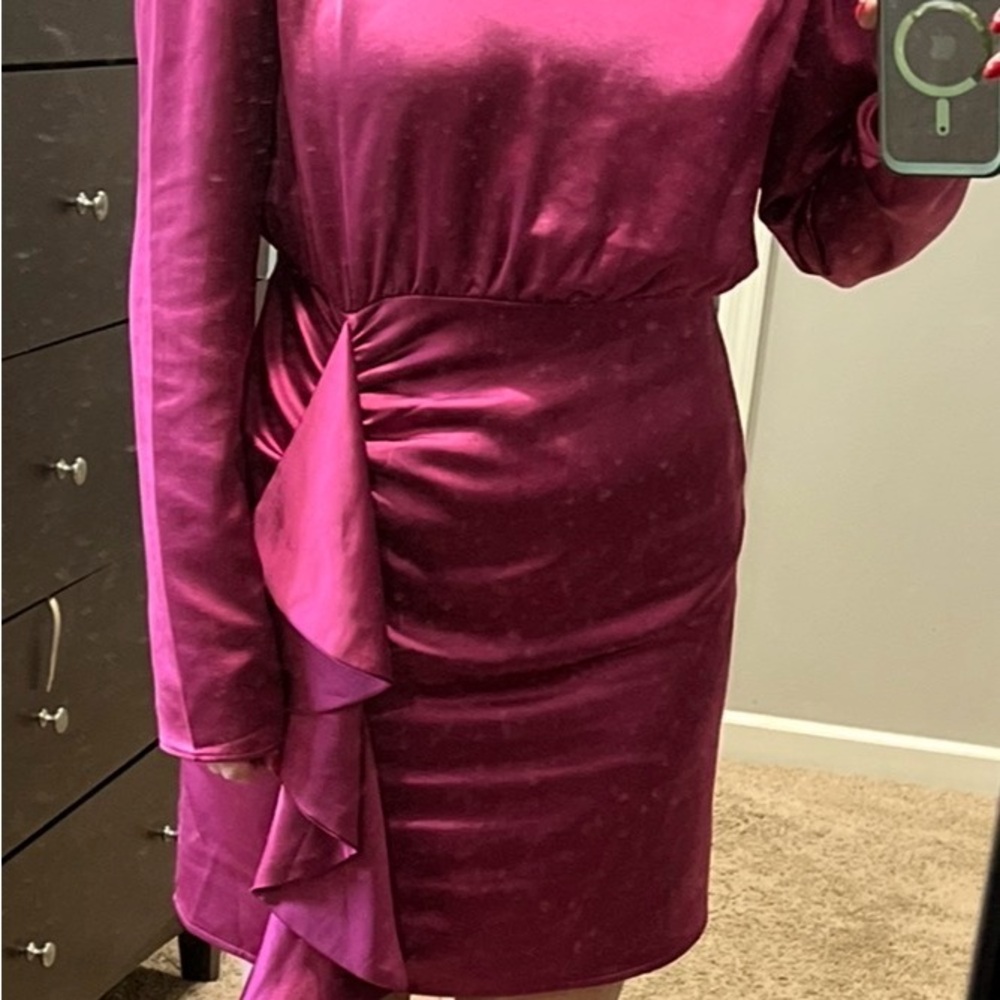 Fate Magenta Ruffle-Accent Mini Dress - Picture 3 of 3